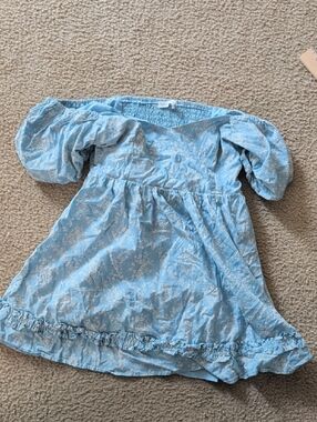 Altar'd State Light Blue Floral Off-Shoulder Dress for Kids